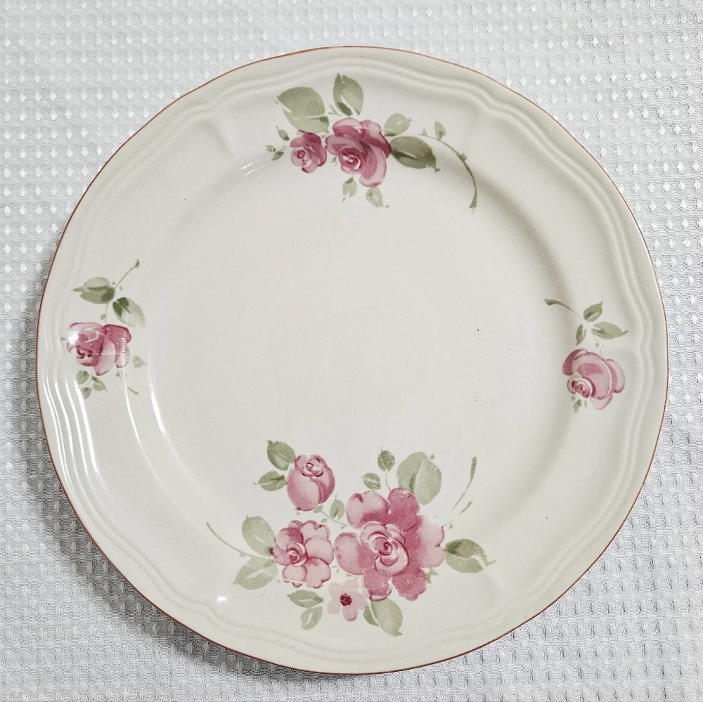 Gibson‎ 2 Roseland Pink Floral Dinner Plates Discontinued Stoneware Y2K 11" - Picture 5 of 11